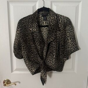 Virgo Animal Print Tie-Front Top size 8